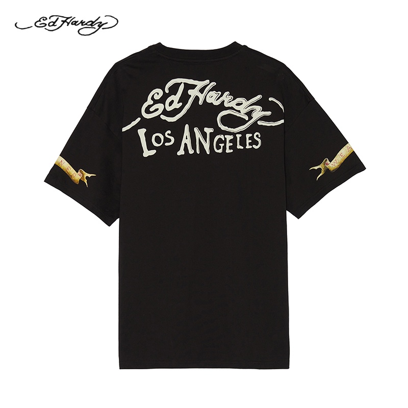 Ed Hardy Summer American Vintage Letter Element Printed Half Sleeve ...