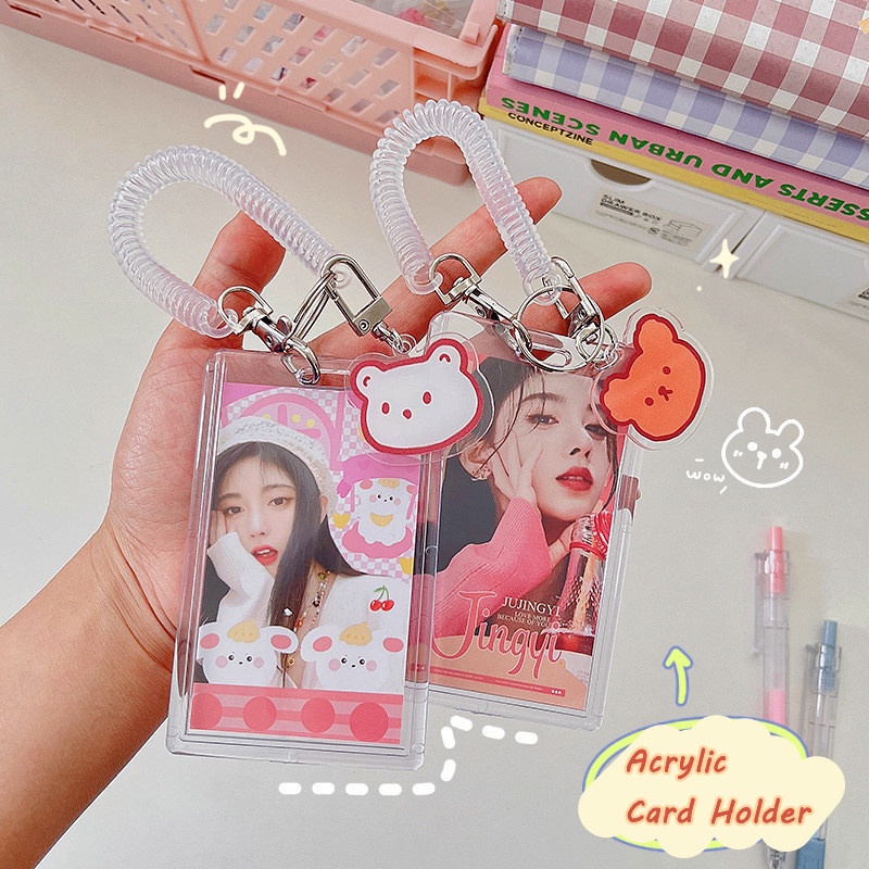 Transparent Acrylic Photo Card Holder Cartoon Pendant ID Keychain ...