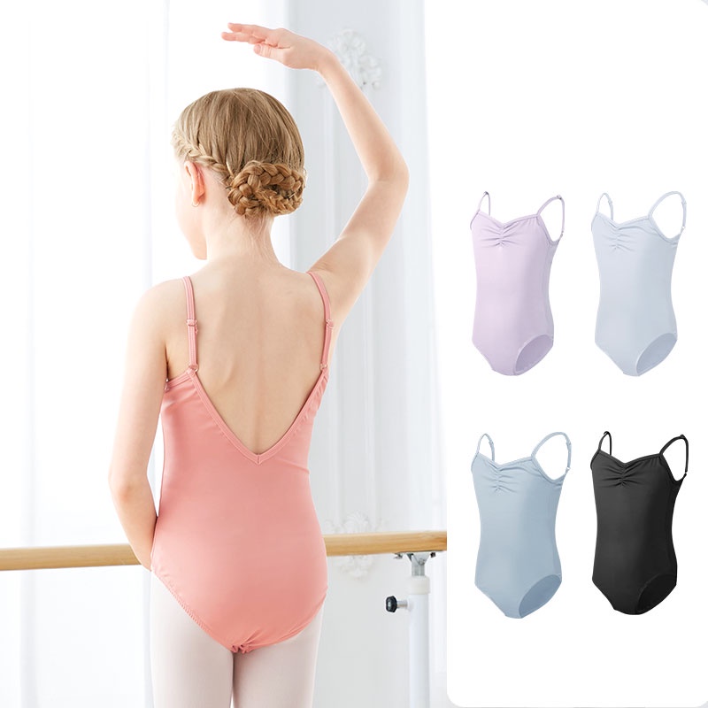 Ballet Leotards Girls Gymnastics Leotard Camisole Leotards Drawstring V ...