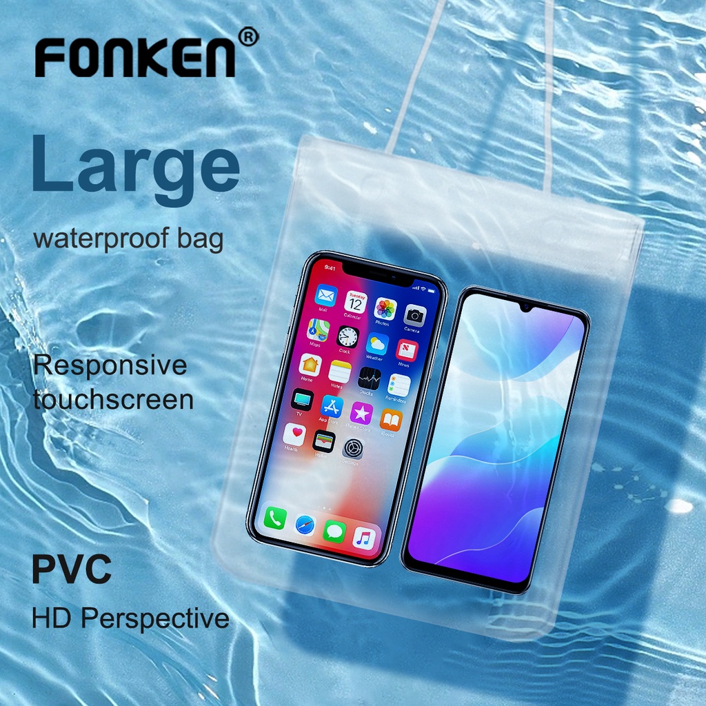 Fonken Large Universal Waterproof Phone Bag Pouch Case Underwater Dry Bag For Swimming Diving