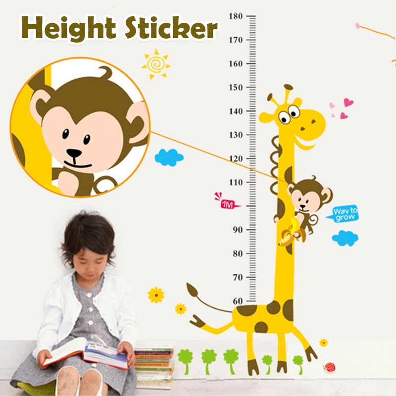 Cartoon Kids Height Sticker Room Wall Sticker Child Height Measuring ...
