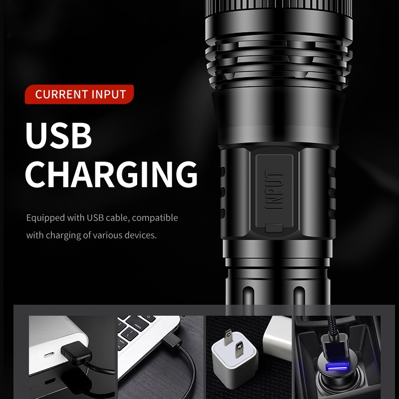 USB Rechargeable Flashlight with Adjustable Beam and High Lumens for ...