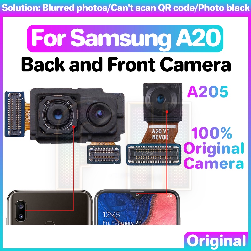 Front Back Camera For Samsung Galaxy A20 A205 Ultra Wide Back Macro ...
