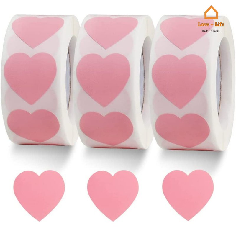 500Pcs Black Pink Love Heart Shaped Stickers/ Cute Scrapbooking ...