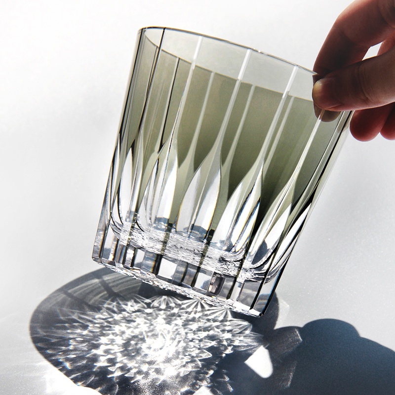 Cyan Ink Asterism Crystal Whiskey Glasses Japanese KAGAMI Design Kiriko