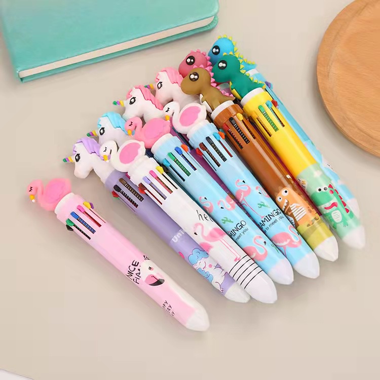 Multicolour 10 in 1 Unicorn Ballpoint Pen Ball Pens Kids School Gift  Stationery