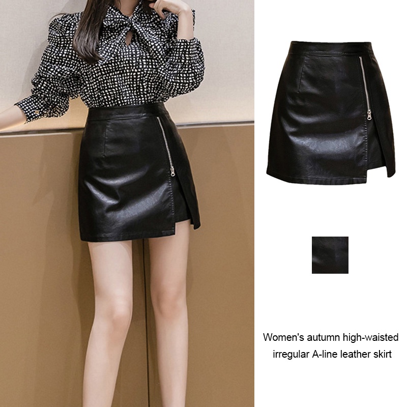 Women's Agathe Leather Wrap Skirt Brick