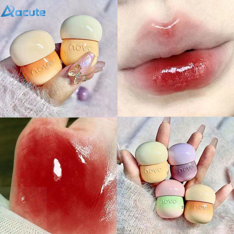 Novo Mini Mushroom Lip Mirror Waterproof Sweatproof Lipstick Lip Glaze Longlasting Lip Tint
