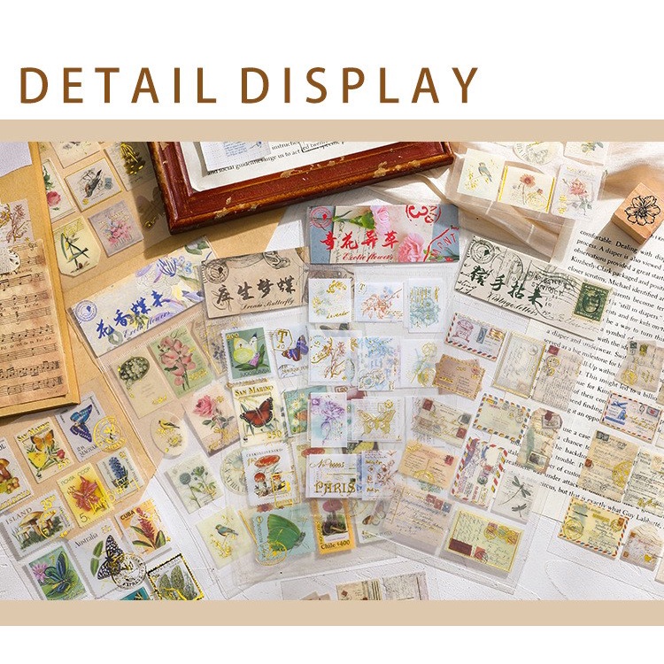 2 Pcs Post Stamp Stickers Vintage Postage Stamps Adhesive Paper Sticker ...