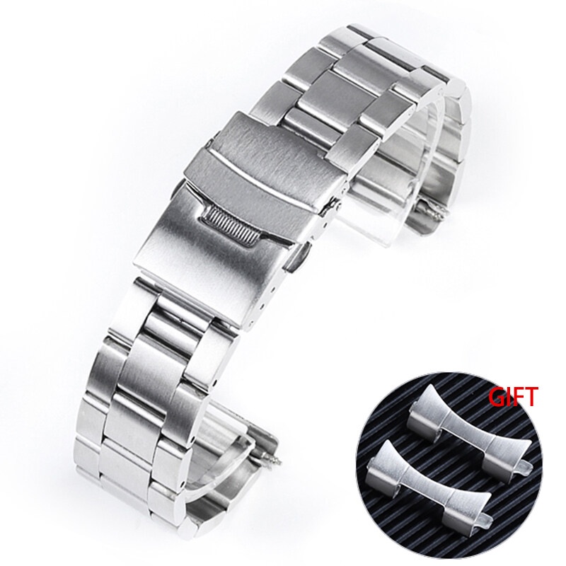 20 22mm Arc Watchband Solid Stainless Steel Oyster Bracelet For Seiko Skx007 Skx009 Curved End 2090