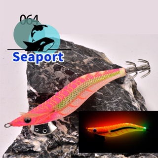 UV Squid Jigs Fishing Lures, Egi King Live No. 3.5 Glow Shrimp Prawn Lures  Luminous Artificial Cuttlefish Sleeve Jig Hooks Kit