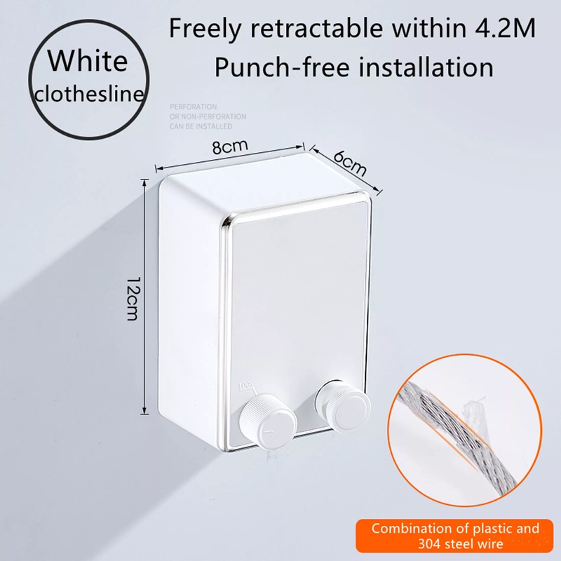 Telescopic Clothesline Indoor Outdoor Balcony Stainless Steel Wire