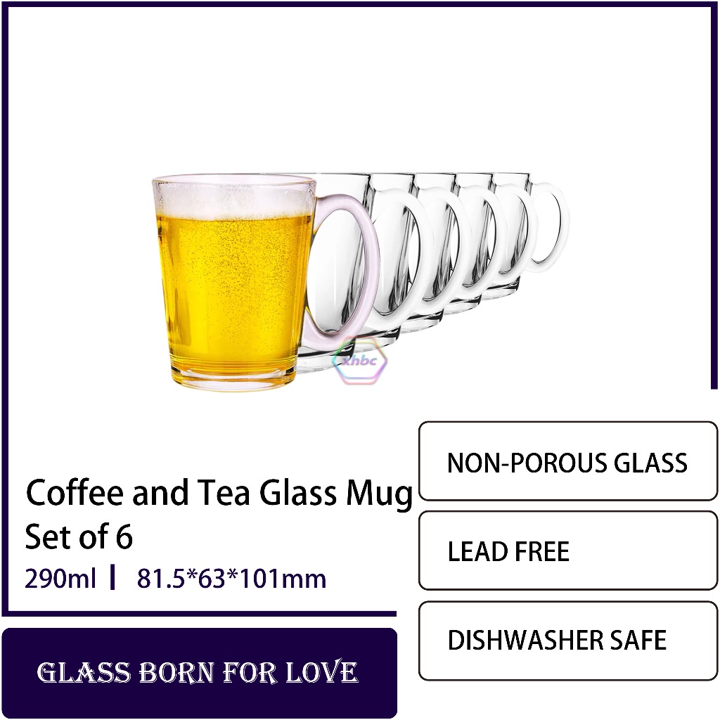 290ml coffee mug Glassware Glass Clear Drinking Mug Set (1pcs.6pcs