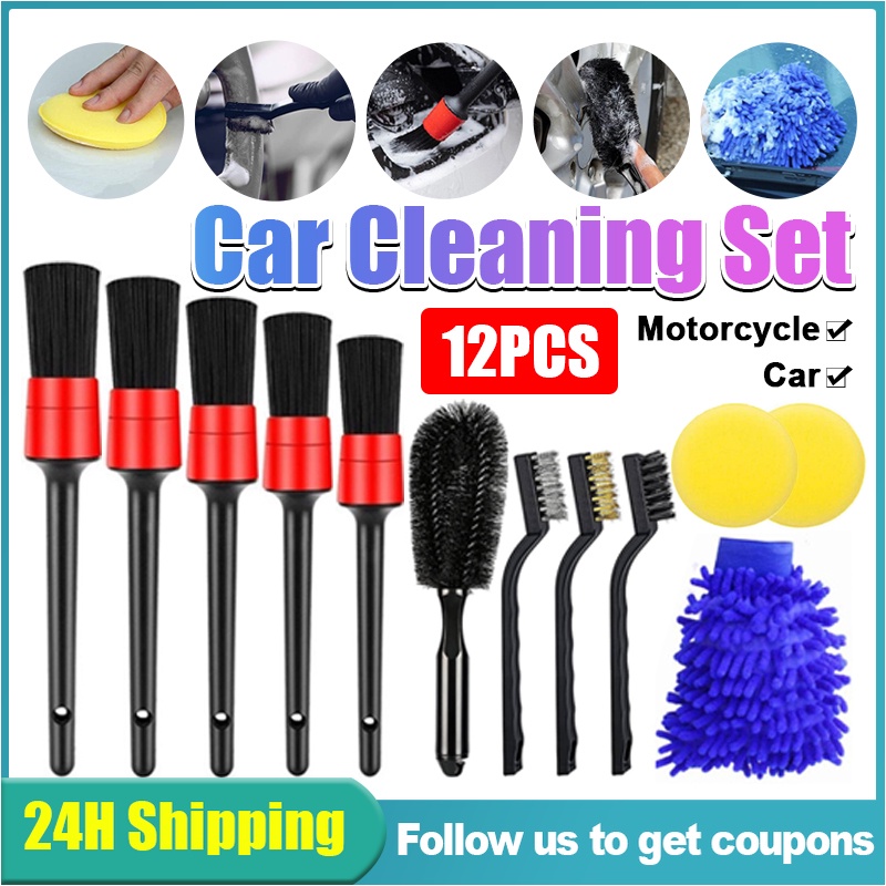 12pcs Car Wash Detail Brush Interior Cleaning Brush Slot Brush Car