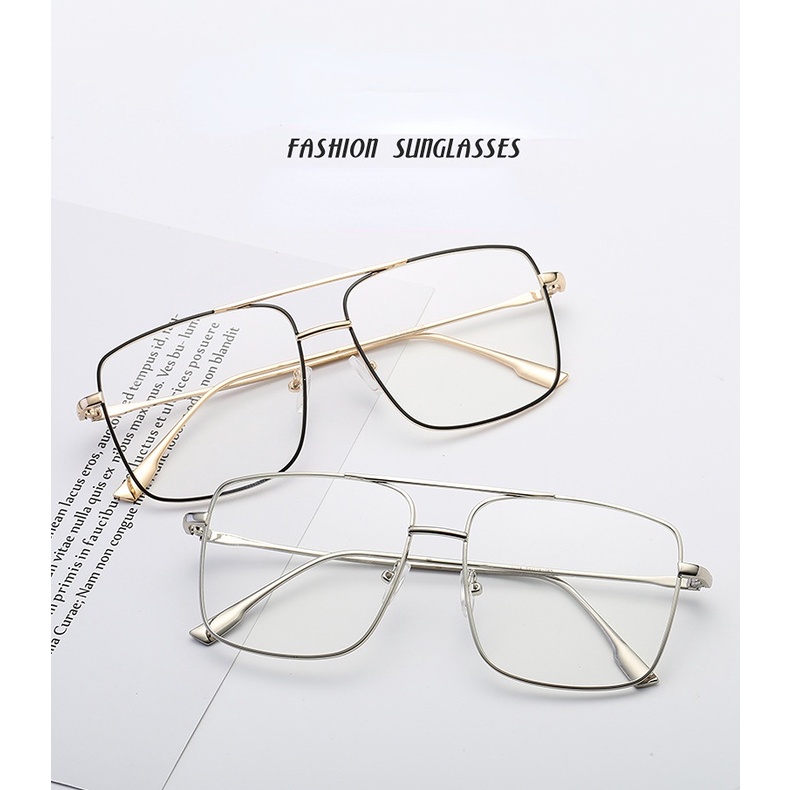 Double beam compound ancient large frame metal glasses frame men's and ...