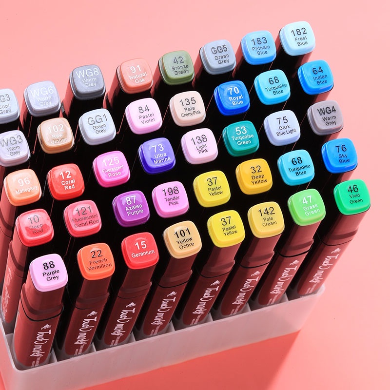 Mark Pen 24/36/48/60/80 Color Drawing Painting Double-Headed Oily Color ...
