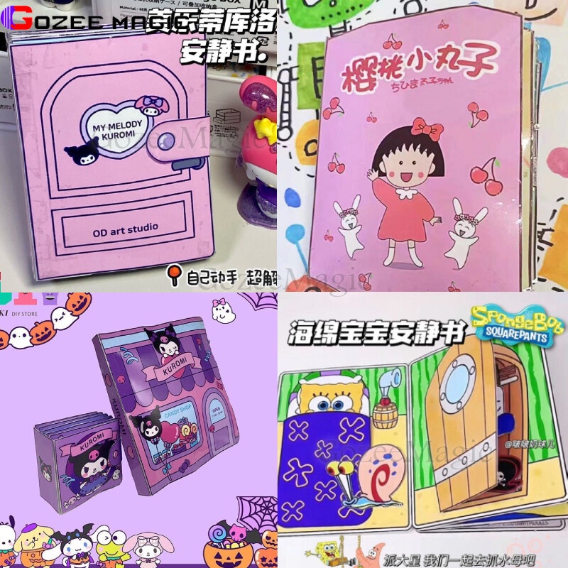 Sanrio Quiet Book Toy Melody and Kuromi DIY Handmade Decompressed Doll ...