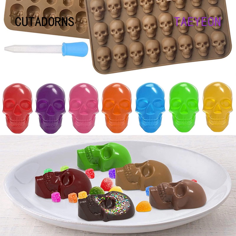 Mini Skull Fruit Gummies Silicone Molds 40 Figures Includes Straws (2 ...