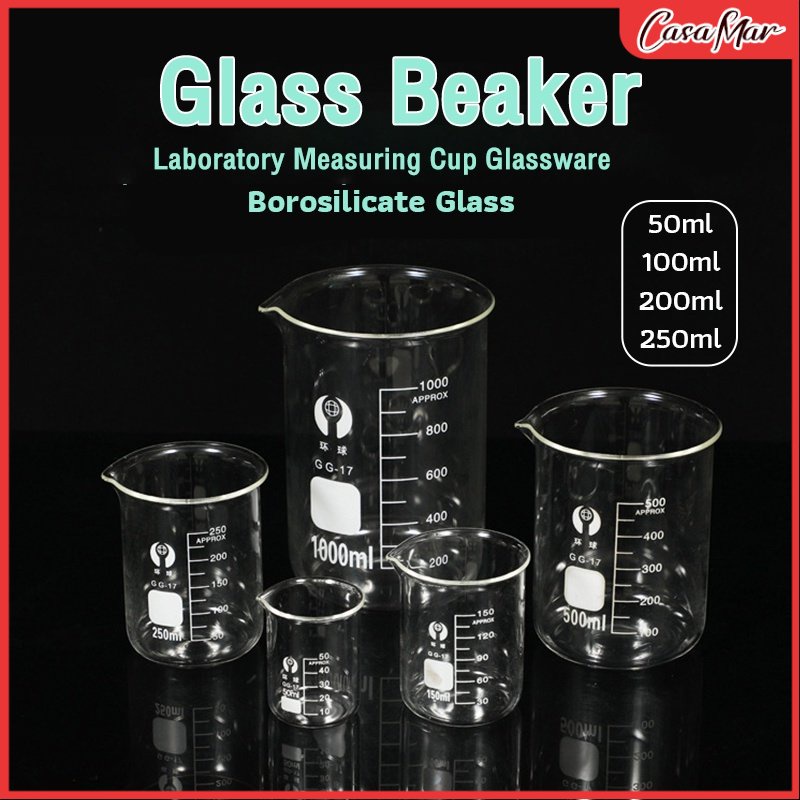 C.M. Glass Beaker 50/100/250/200ml Laboratory Measuring Cup Glassware ...