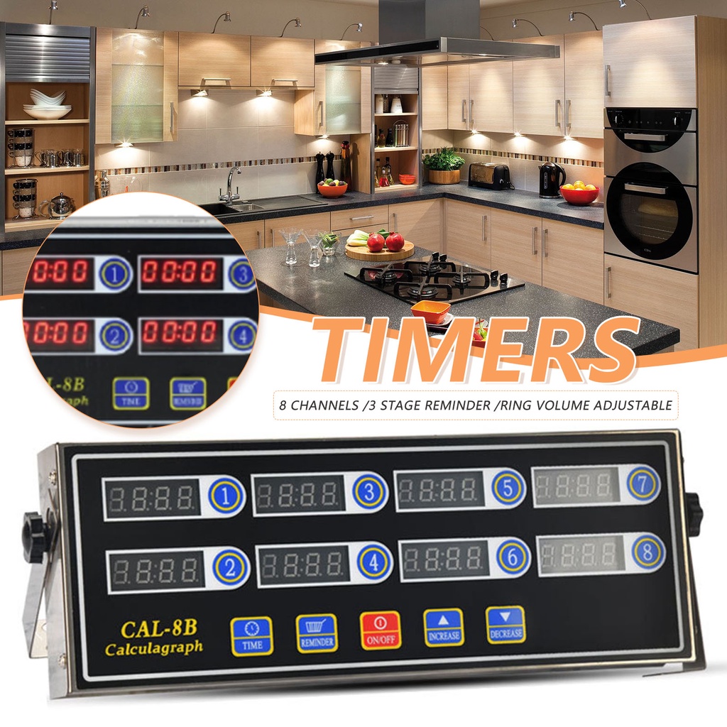 Commercial Kitchen Eight Channel Timer 8-Segment Reminder Countdown ...