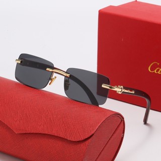 Cartier Rimless Finished Myopia Glasses Women Men Imitation Wood