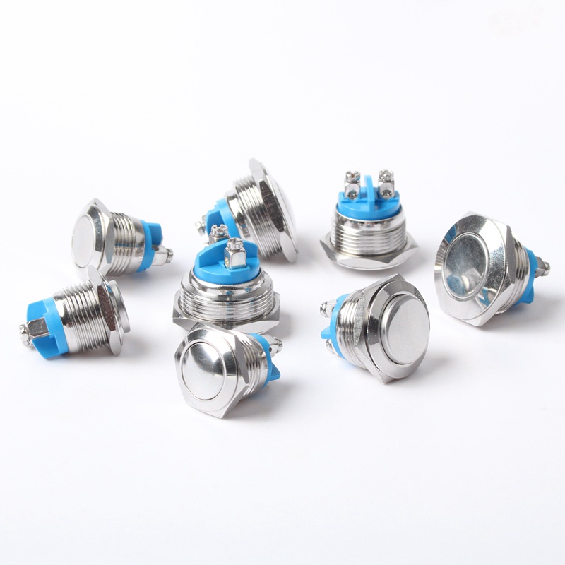 Push Button Switch, 12V 16mm Car Waterproof Momentary Metal Push Button