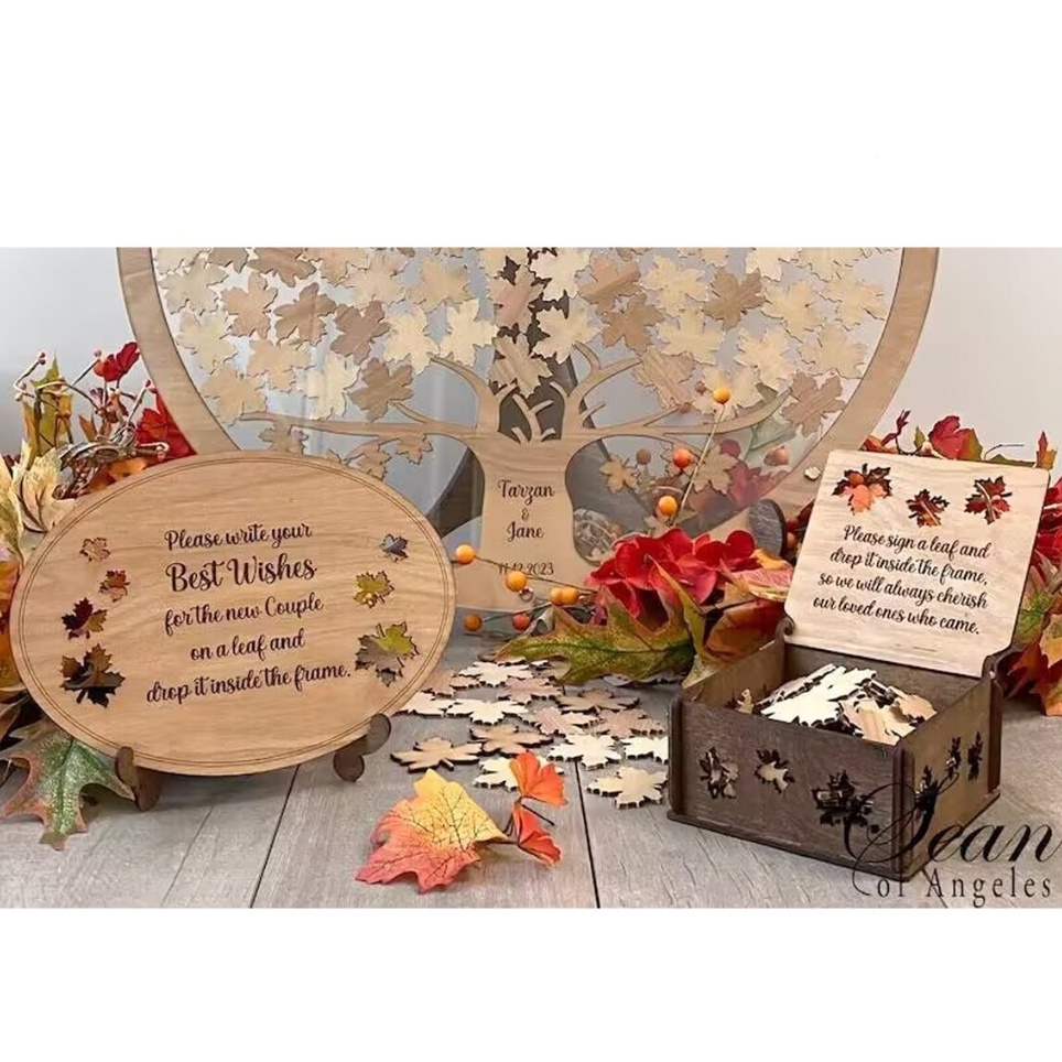 Maple leaves Wedding Guest book Wedding Souvenir Guest Book Frame Book ...