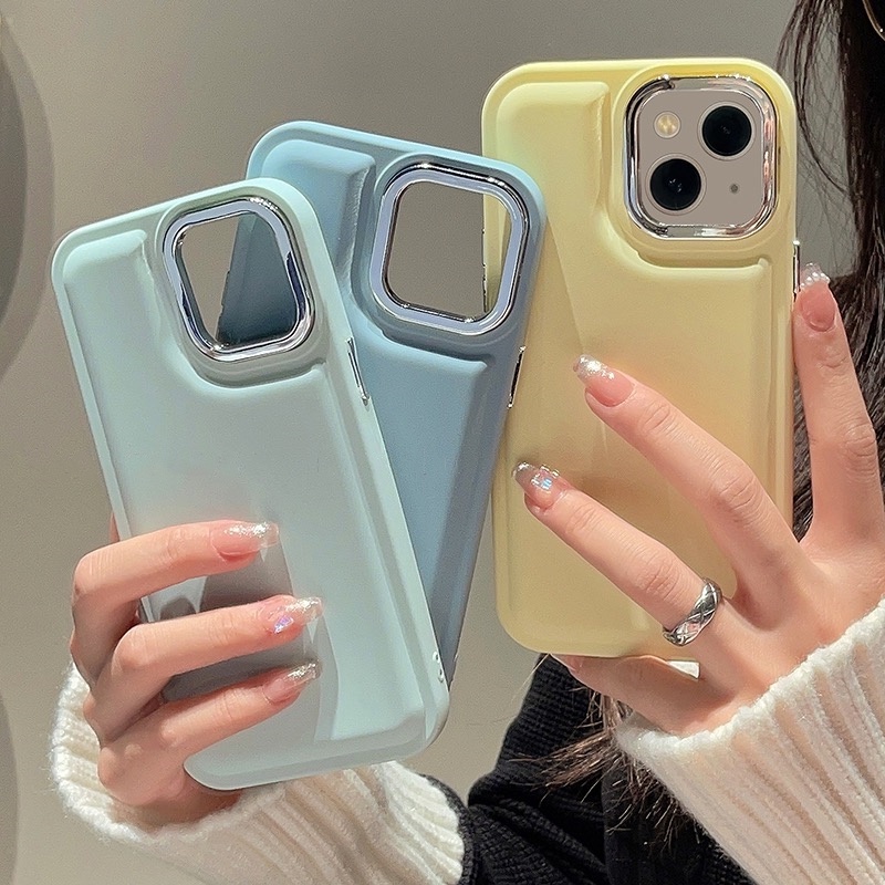 Candy Color Phone Case For iPhone 14 13 12 Pro Max Plus Casing Metal Camera  Frame Air-bag Shockproof Soft Silicone Back Cover