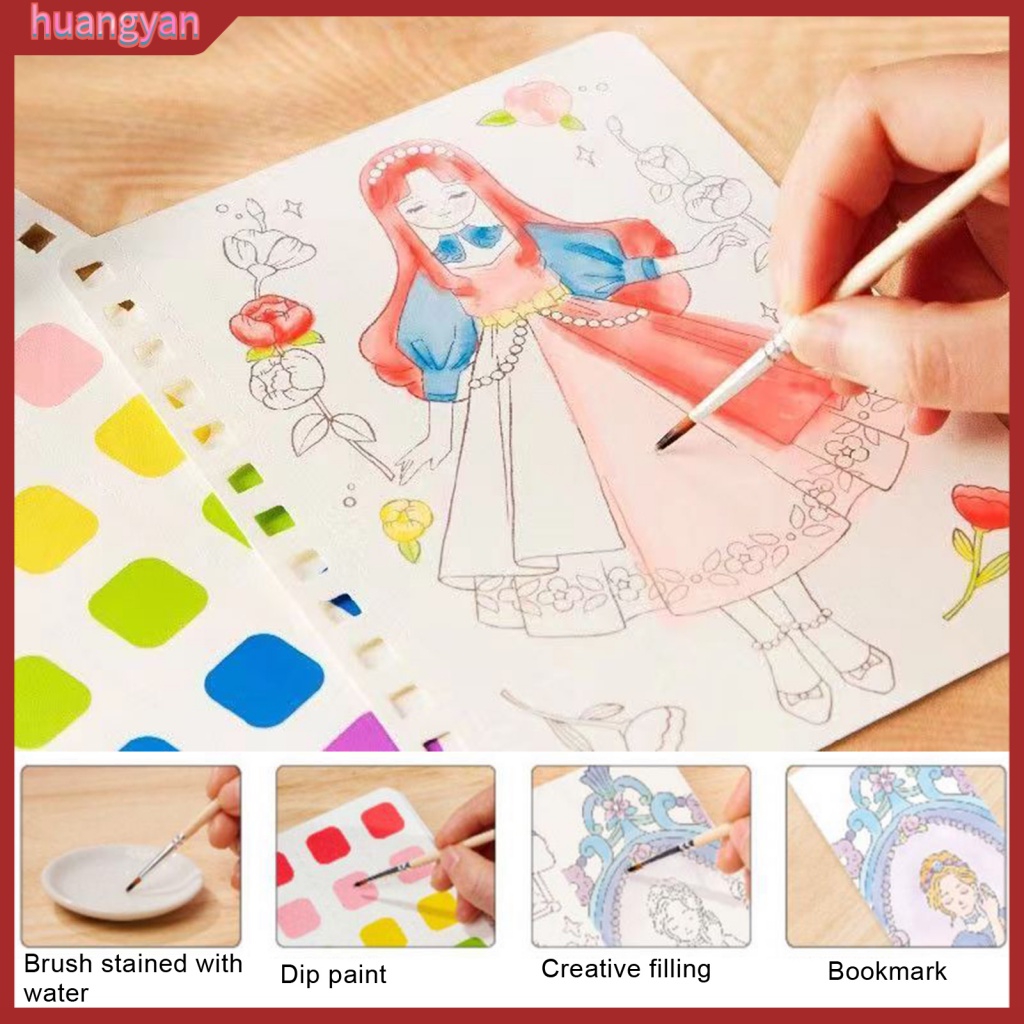huangyan 1 Set Kids Fashion Princess Dressup Drawing Book Creative DIY Craft Kit with