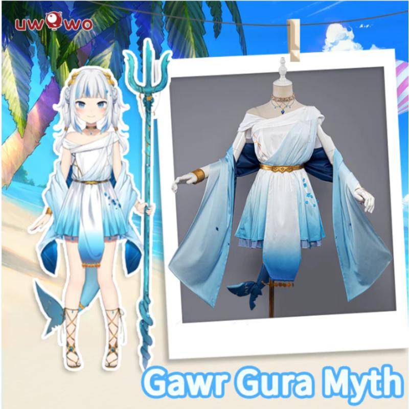 Uwowo Vtuber Gawr Gura Myth New Party Outifit Dress Cosplay Costume ...