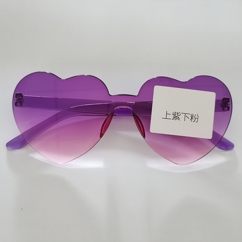 Peach Heart Sunglasses Love Jelly Color Frameless One-piece