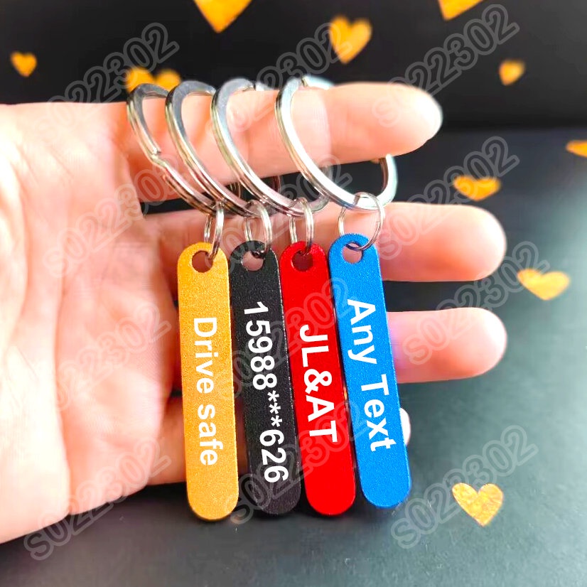 Keychain Custom Name Engrave Personalized Keyring Phone Number Car