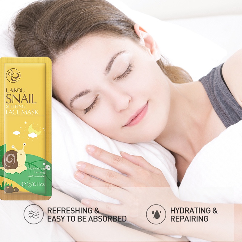 7pcs Sakura Snail Seaweed Moisturizing Sleeping Mask Cream Portable