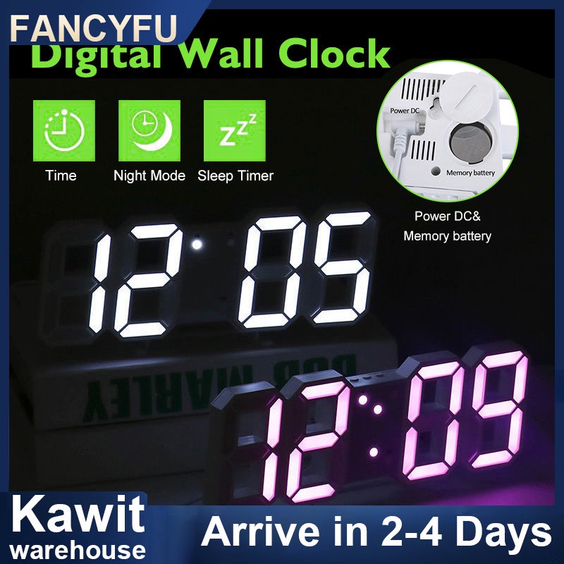 Digital Clock Wall Clock Backlight LED Display Smart Alarm Clock Decor ...