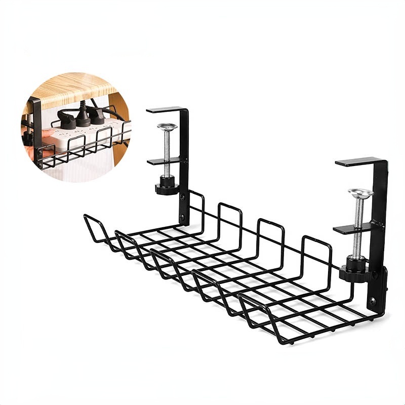 Desk Wire Organizer Under Table Storage Rack for Home Office Cable Rack ...