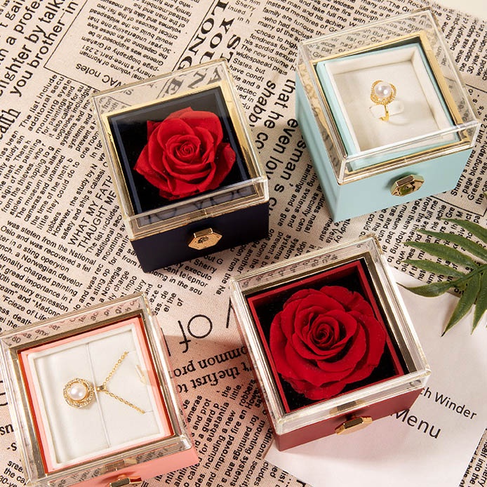 Creative Rotating Valentine's Day Preserved Flower Gift Box Rose ...