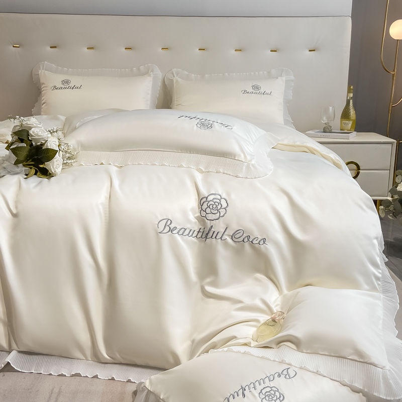 Princess Style Ice Silk TC1200 4in1 Bedsheet Set Silky Silk Quilt Cover