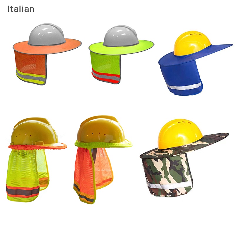 Italian Summer Sun Shade Safety Hard Hat Neck Shield Helmets Reflective Hat Brim Reflective Cap Cover for Construction Workers PH