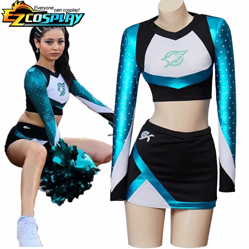 Euphoria Cheerleader Uniform Maddy Outfit Long Sleeve Crop Top with Mini Skirt Set High School