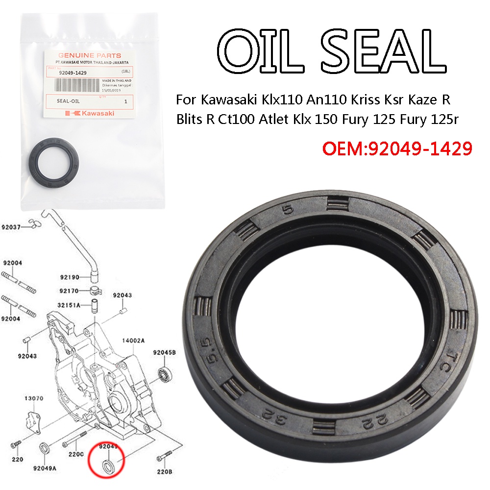 Genuine OEM Kawasaki ZX7R ZXR750 Head Race Bearing Top Oil Seal – 92049-1436