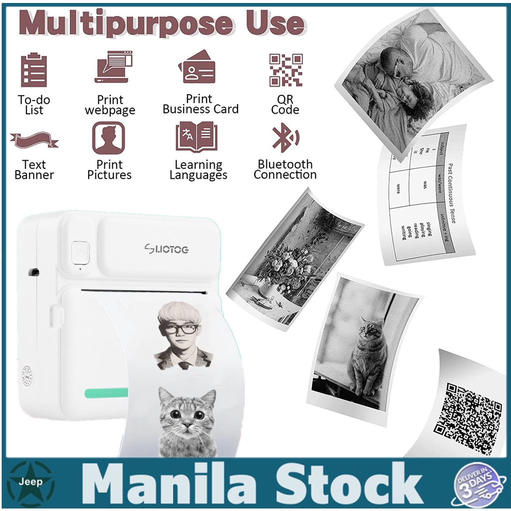 LIOTOG C19 Bluetooth Thermal Printer Photo Printer Mini Printer Paper