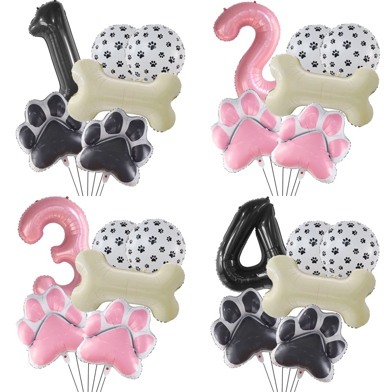 Dog Paw Bone foil Balloons Let's Pawty balloon Party Supplies Paws