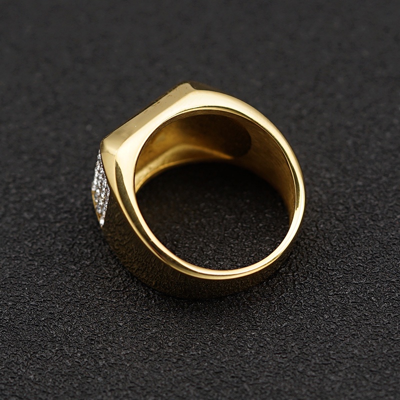 Hip Hop Bling Iced Out Stainless Steel Geometric Square Finger Rings ...