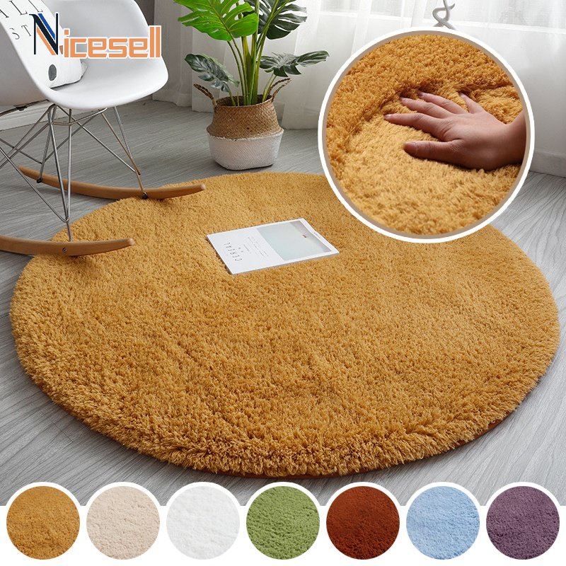 Creative Round Floor Mats Thick Fluffy Area Rugs Soft Bedside Pads