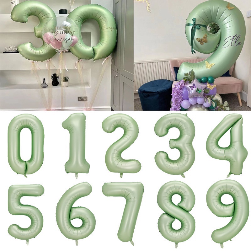 40 Inch Olive Green Number 09 Balloons Helium Foil Digital Balloon for Birthday Anniversary