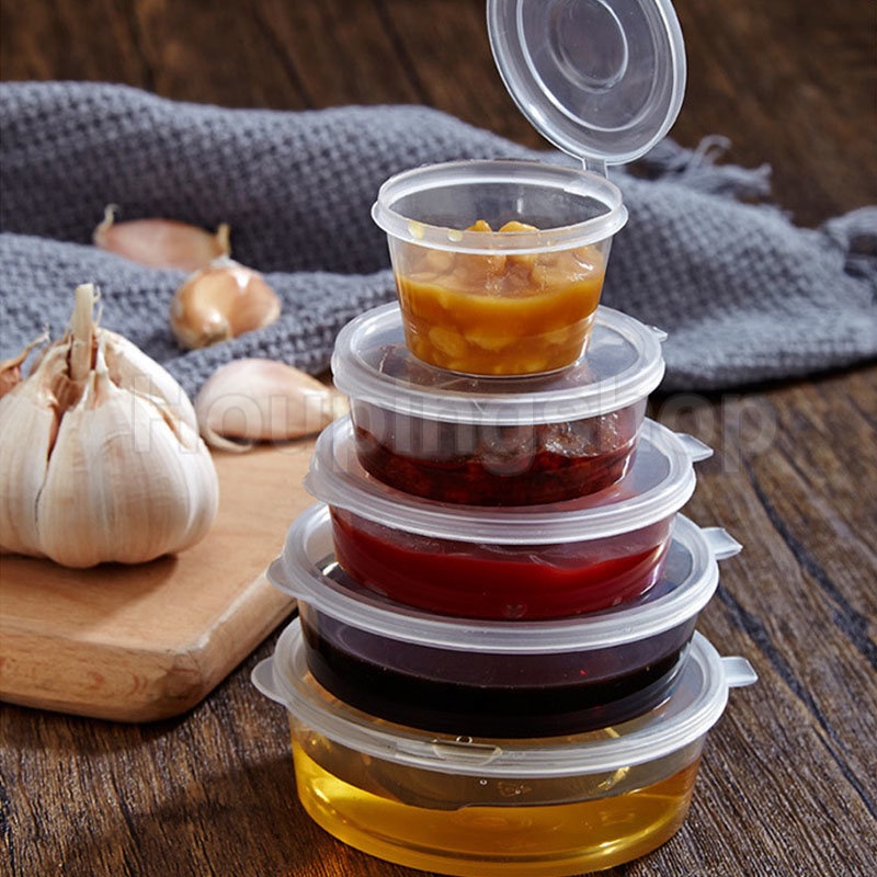 30Pcs 1.5oz Sauce Container Deli Container with Hinged Attached Lid ...