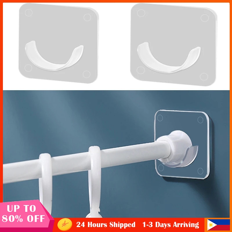 2pcs/set Shower Curtain Rod Bracket / PunchFree Clothes Rail Fixing Stand / Drapery Pole Holder