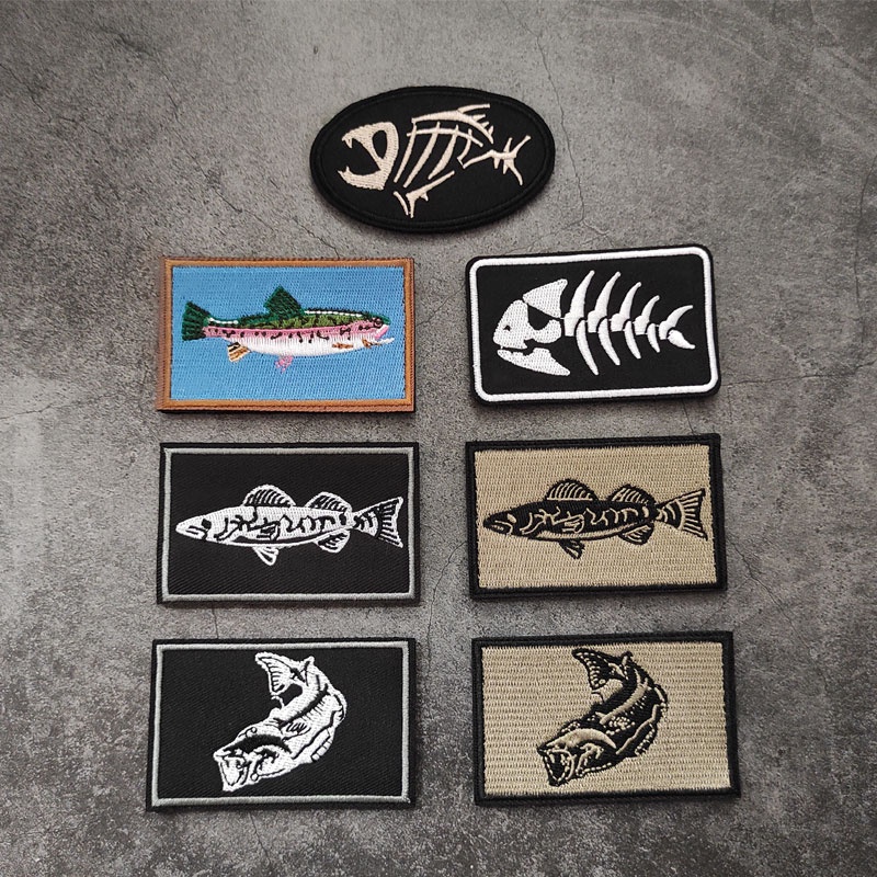 Fishing Velcro Armband Carp Pattern Sewable Patch 3D Embroidered Cloth