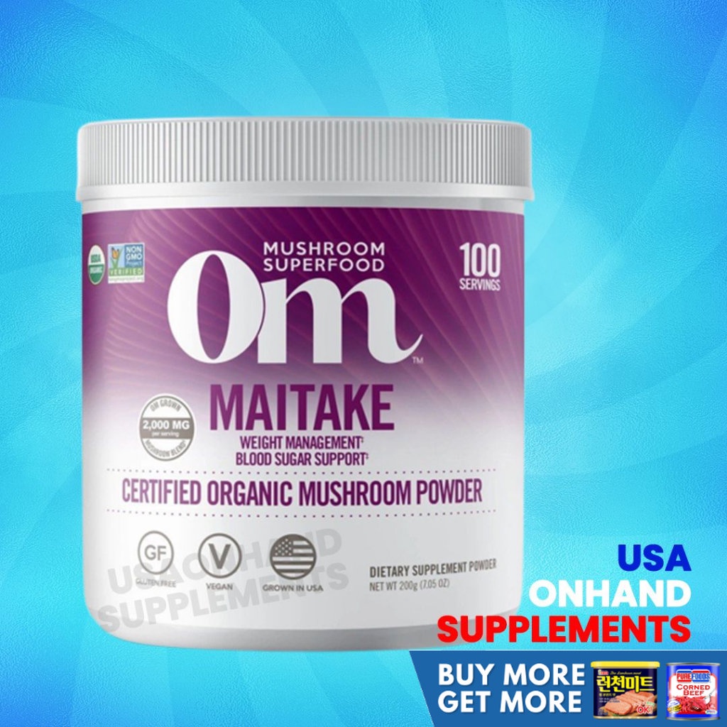 USA Onhand OM Mushrooms Certified Organic Mushroom Powder, Maitake, 7