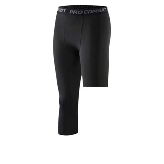 Men Base Layer Exercise Trousers Compression Running Tight Sport Cropped  One Leg Leggings Basketball Football Yoga Fitness Pants